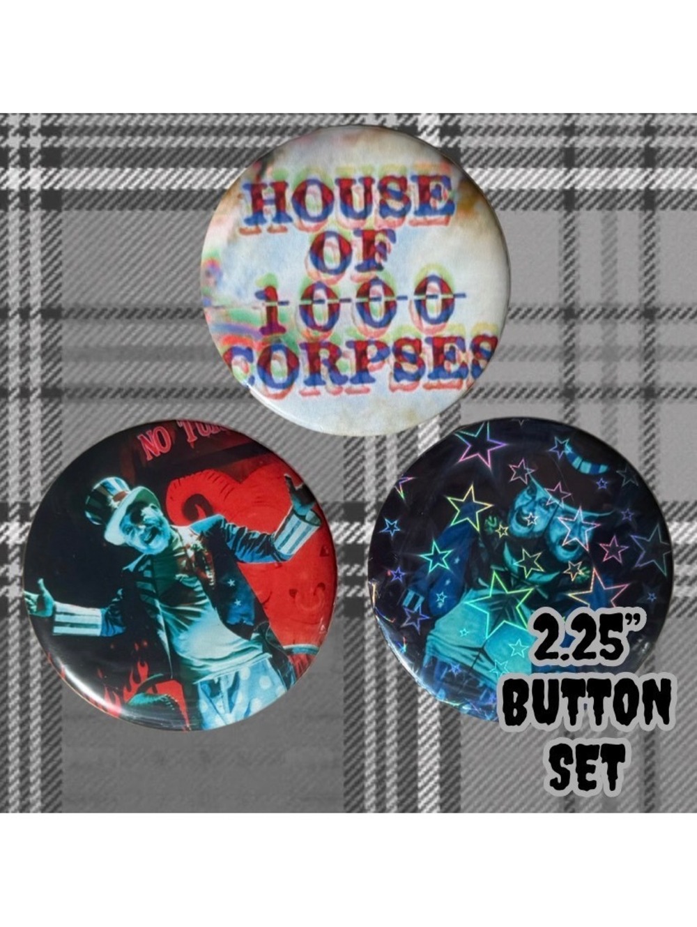 House of 1000 Corpses 2.25” Button Set of 3 Horror Pins